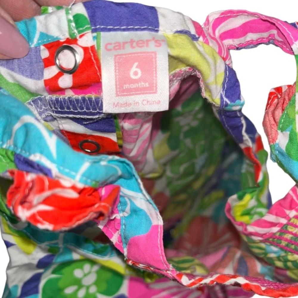 Vintage Carter's Baby Girl Bright Floral Bubble Romper 6 Months